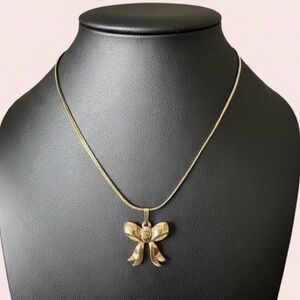 Christian Dior Vintage Gold-Plated Bow Necklace